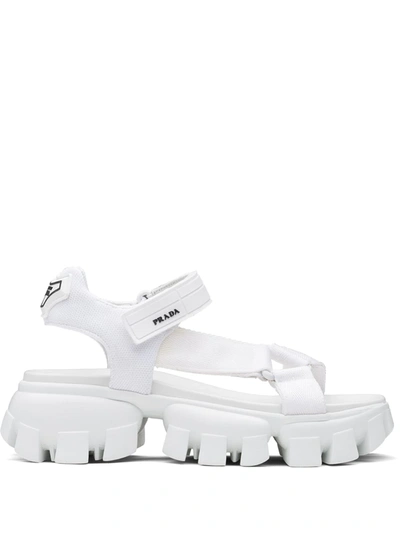 Prada Thunder Ridged-sole Sandals In White