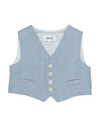 ALETTA ALETTA NEWBORN BOY TAILORED VEST SKY BLUE SIZE 3 VISCOSE, LINEN,49618776FS 4