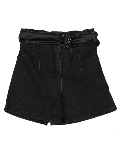 Manila Grace Kids' Denim Shorts In Black