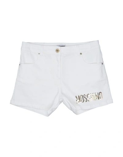 Moschino Teen Kids' Denim Shorts In White