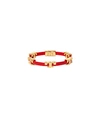 Tory Burch Serif-t Single Wrap Bracelet In Tory Gold/brilliant Red/brilliant