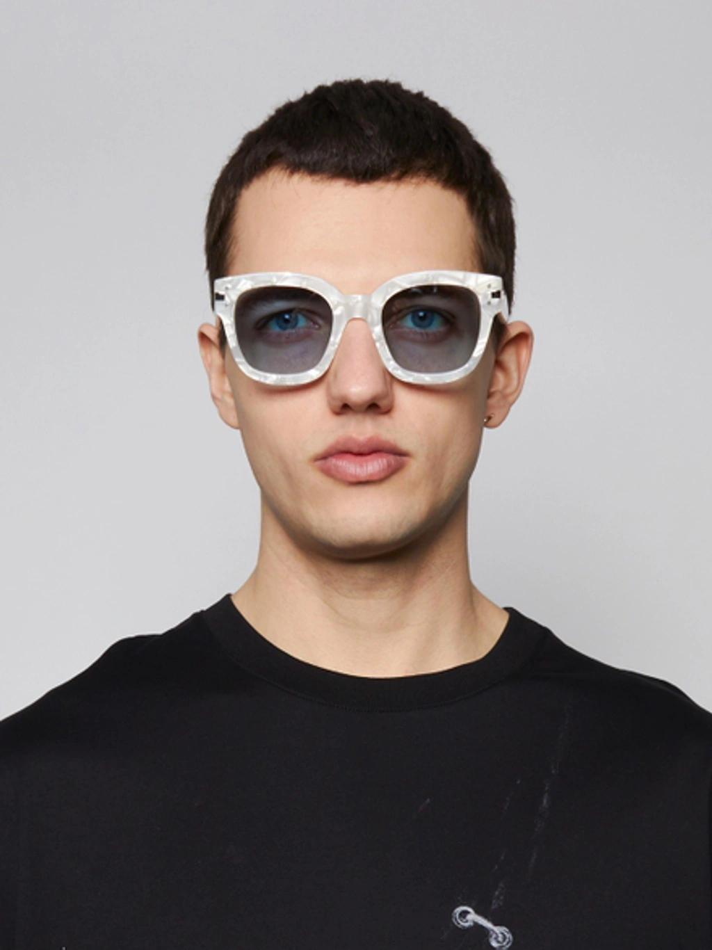 Amiri Classic Square Logo Sunglasses Pearl And Blue | ModeSens