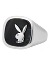 HATTON LABS X PLAYBOY MEMBERSHIP RING, STERLING SILVER AND HAWK'S EYE