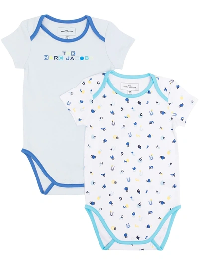 The Marc Jacobs Logo-print Babygrow Two-piece Set In 蓝色