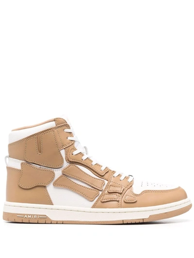 Amiri Skel-top High Leather Sneakers In Tan
