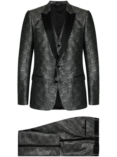 Dolce & Gabbana Metallic-effect Dinner Suit In Silber