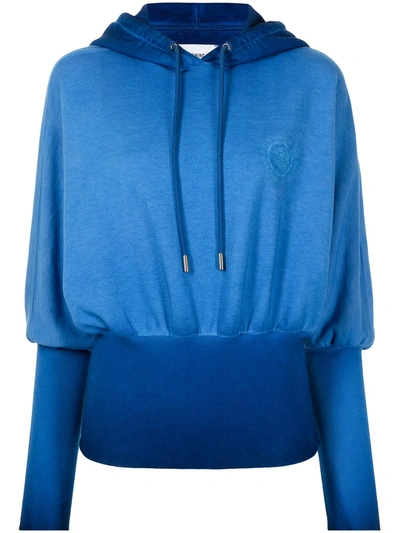 Opening Ceremony Blue Rose Crest Fade Crop Hoodie In Blau