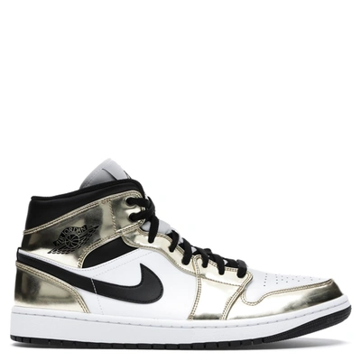 Pre-owned Nike Jordan 1 Mid Metallic Gold White Sneakers Size (us 9) Eu 42.5 In Multicolor