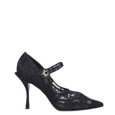 Pre-owned Dolce & Gabbana Black Lace Mary Jane Ankle Strap Pumps Size Eu 39