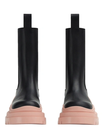 Bottega Veneta Tire Two-tone Boots In Black & Peachy & Transparent