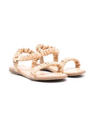 Age Of Innocence Kids' Kyle Ruched Leather Sandals In Neutrals