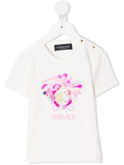 Versace Babies' Medusa 光泽感印花t恤 In White