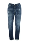Brunello Cucinelli Distressed Straight-leg Jeans In Dark Blue