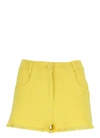 Msgm Yellow Tweed Solid Color Shorts In Yellow
