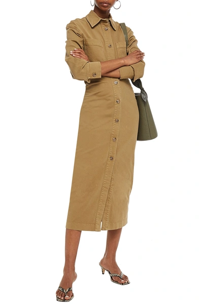 Nanushka Ridley Denim Midi Shirt Dress In Sand ModeSens