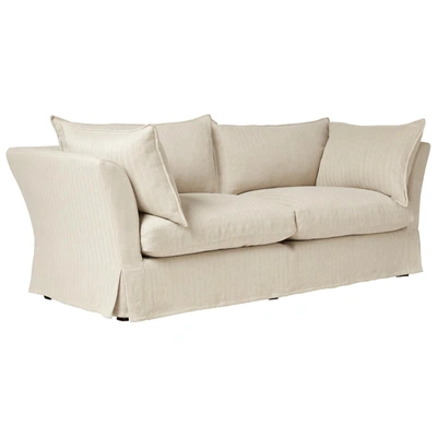 Oka Avitus 3-seater Sofa - Flax Narrow Herringbone In Neutrals