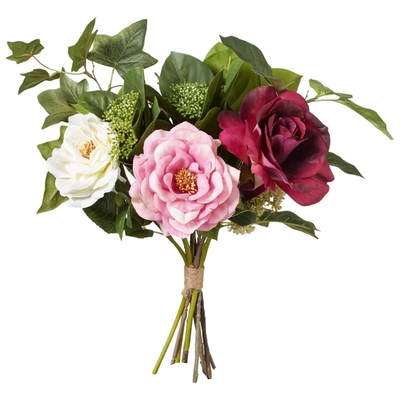 Oka Small Faux Garden Rose & Ivy Bunch - Multi