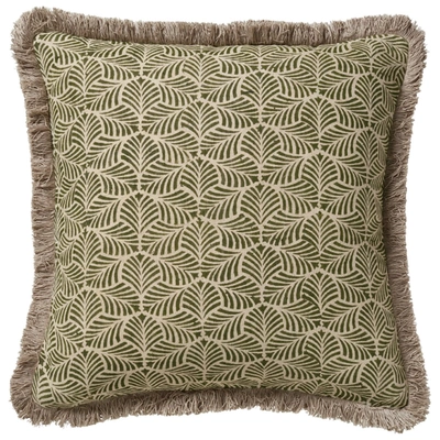 Oka Nostell Leaves Pillow Cover - Seaweed Green