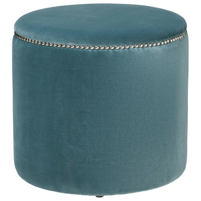 Oka Costellini Velvet Ottoman - Air Force Blue In Airforce Blue