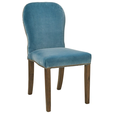 Oka Stafford Velvet Dining Chair - Air Force Blue In Airforce Blue
