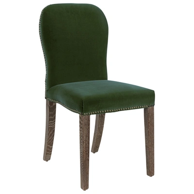 Oka Stafford Velvet Chair - Moss