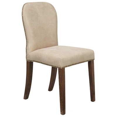 Oka Stafford Leather Dining Chair - China Clay In China Clay Leather