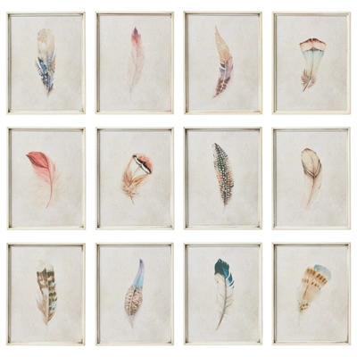 Oka Set Of 12 Feather Prints - Multi