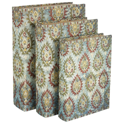 Oka Set Of Three Ottoman Box Files - Blue In Multi
