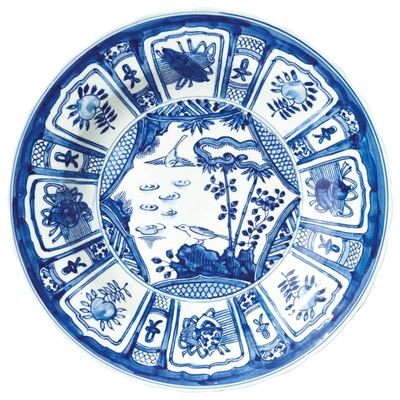 Oka Large Kraak Dinner Plate In Blue