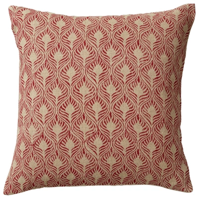 Oka Ghini Feathers Pillow Cover - Red