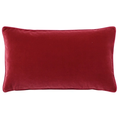 Oka Small Plain Velvet Pillow Cover - Blood Orange