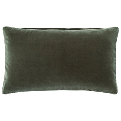 Oka Small Plain Velvet Pillow Cover - Gray Green