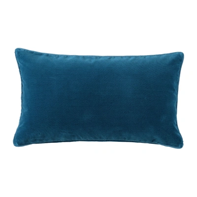 Oka Small Plain Velvet Pillow Cover - Sea Blue