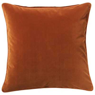 Oka Large Plain Velvet Pillow Cover - Dirty Orange
