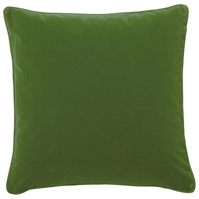 Oka Large Plain Velvet Pillow Cover - Putting Green