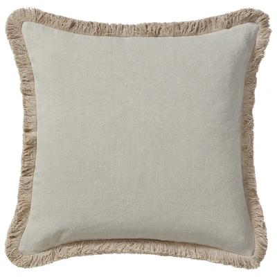 Oka Stonewashed Linen Pillow Cover With Fringing - Natural