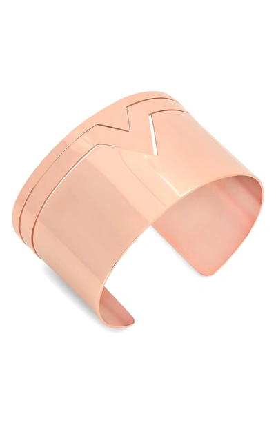 Hmy Jewelry 18k Rose Gold Plated Etched Cuff Bracelet