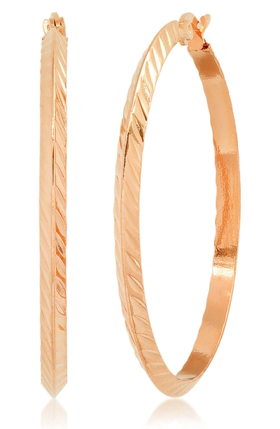 Hmy Jewelry Textured Hoop Earrings In Rose