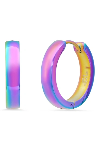 Hmy Jewelry 20mm Iridescent Wide Huggie Hoop Earrings In Multi