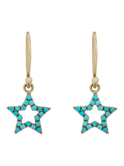 Rosa De La Cruz Turquoise Star Hanging Earrings Pair In Blue