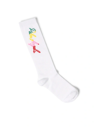 Palm Angels Multicolored Miami Logo Socks, White