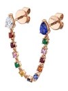 Anita Ko 18k Rose Gold, Multicolor Sapphire & Diamond Double Piercing Earring Loop