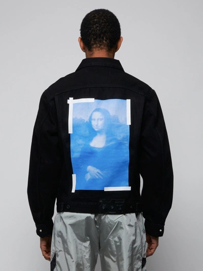 Off-white Blue Mona Lisa Slim Denim Jacket In Black