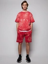 OFF-WHITE VINTAGE BLEACH SWEAT SHORTS, SAMBA RED