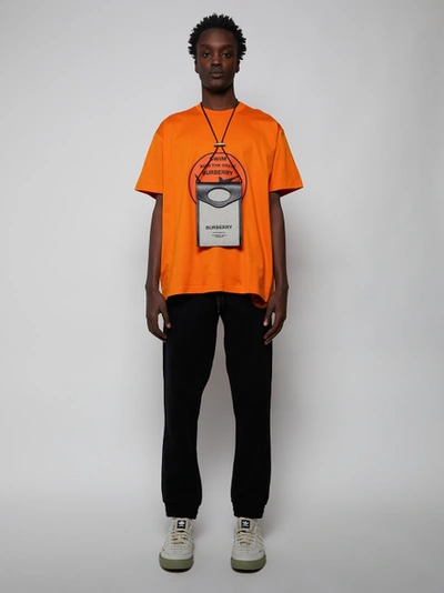 Burberry Orange Oversized Shark Graphic T-shirt