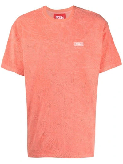 032c Topos Shaved Cotton Terry T-shirt In Ex Neon Coral