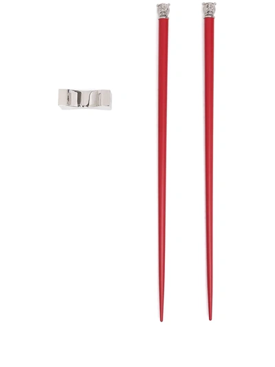 Shanghai Tang Year Of The Monkey Chinese Zodiac Chopsticks In Rot