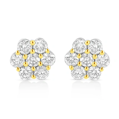 Haus Of Brilliance 14k Yellow Gold Plated .925 Sterling Silver 1/4 Cttw Round Brilliant Cut Diamond Floral Cluster Scre