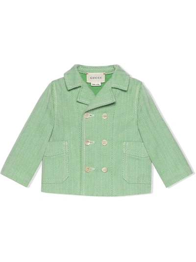 Gucci Babies' Double-breasted Jacket In Green