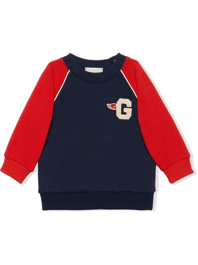 Gucci Babies' Logo Patch Sweatshirt In Blue